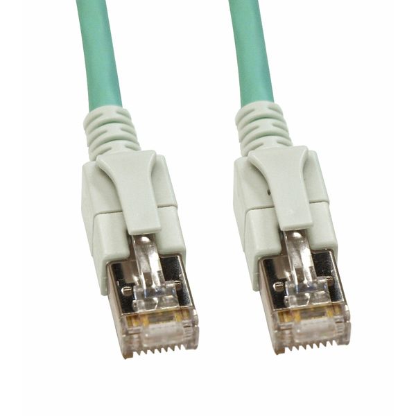 LED Patchcord RJ45 shielded, Cat.6a 10GB, LS0H, aqua, 10.0m image 1