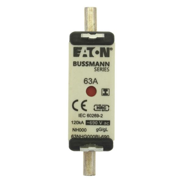 Fuse-link, LV, 63 A, AC 690 V, NH000, gL/gG, IEC, dual indicator, insulated gripping lugs image 7