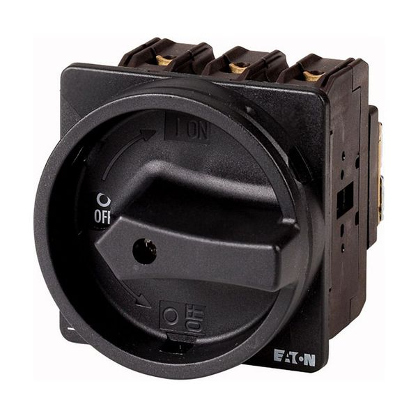 Main switch, P3, 63 A, flush mounting, 3 pole, 2 N/O, 2 N/C, STOP function, With black rotary handle and locking ring image 4