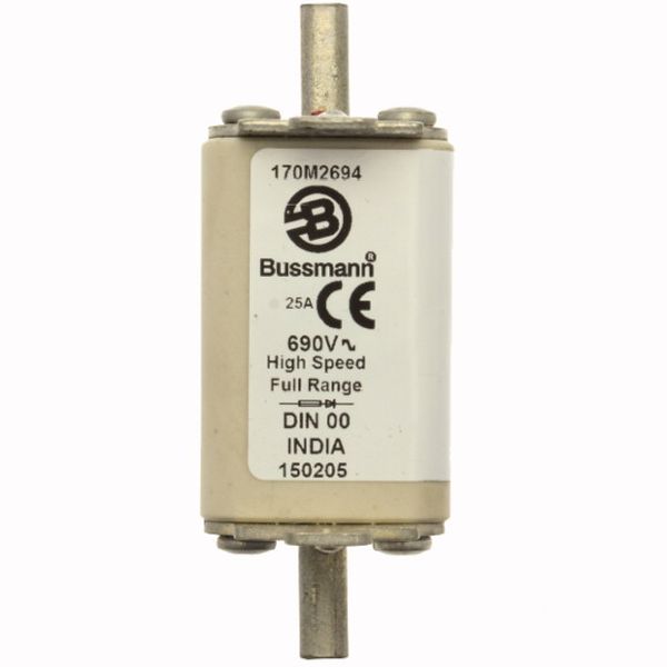 Fuse-link, high speed, 10 A, AC 690 V, DIN 00, 30 x 60 x 79 mm, gR, DIN, IEC, single indicator image 2