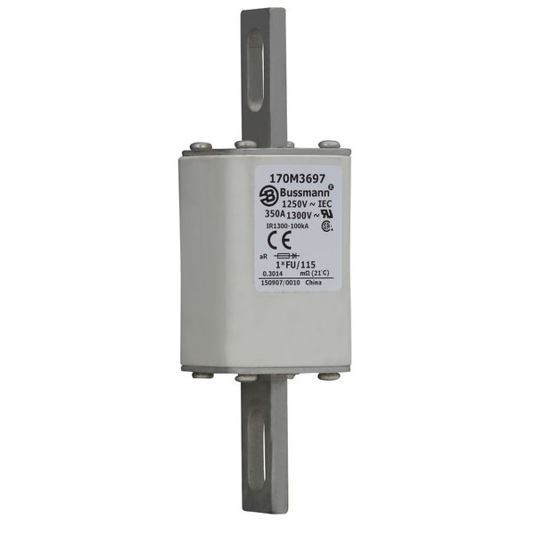 Fuse-link, high speed, 350 A, AC 1250 V, compact size 1, 45 x 45 x 156 mm, aR, IEC, UL image 11