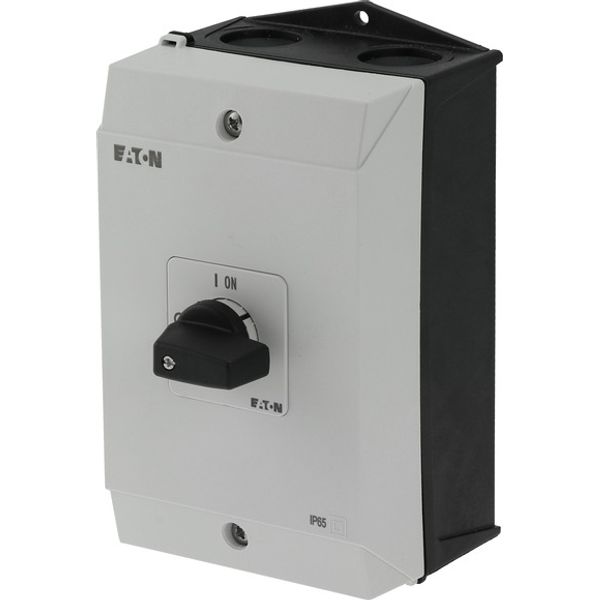 On-Off switch, P1, 40 A, surface mounting, 3 pole + N, with black thumb grip and front plate image 3