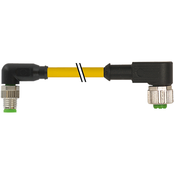 M8 male 90° / M12 female 90° A-cod. PVC 3x0.25 ye UL/CSA 2m image 1