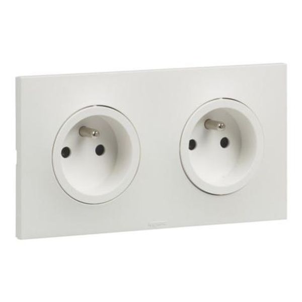 Double 2P+E F/B socket with eclips screw terminal 2 posts Urbano white finish image 1