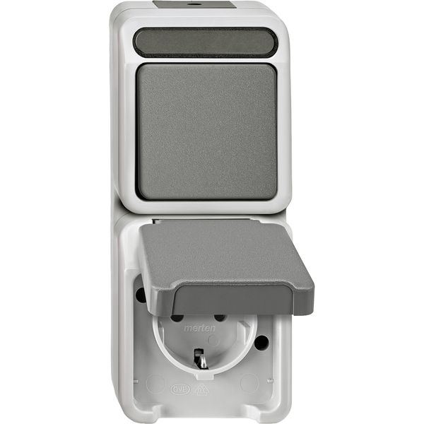 Combination SCHUKO socket/toggle switch, light gray, AQUASTAR image 2