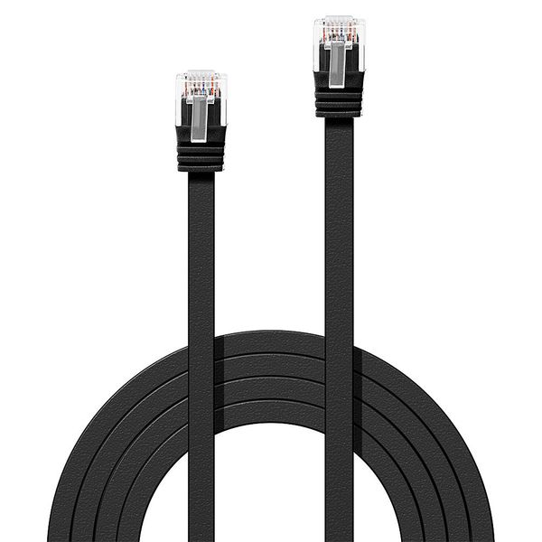 1m Cat.6 U/UTP Flat Network Cable, Black RJ45, M/M, 250MHz, copper, 32AWG image 2