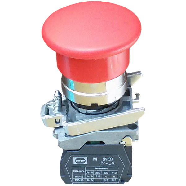 Pushbutton switch mushroom head FP PM RED 1NC (with return) IP40 image 1