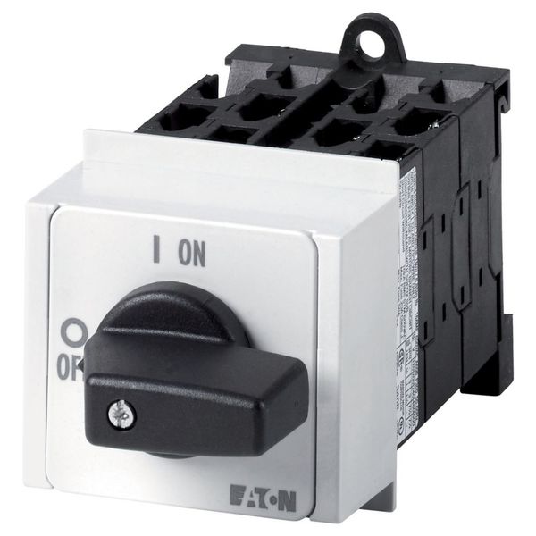 On-Off switch, T0, 20 A, service distribution board mounting, 5 contact unit(s), 10-pole, with black thumb grip and front plate image 4