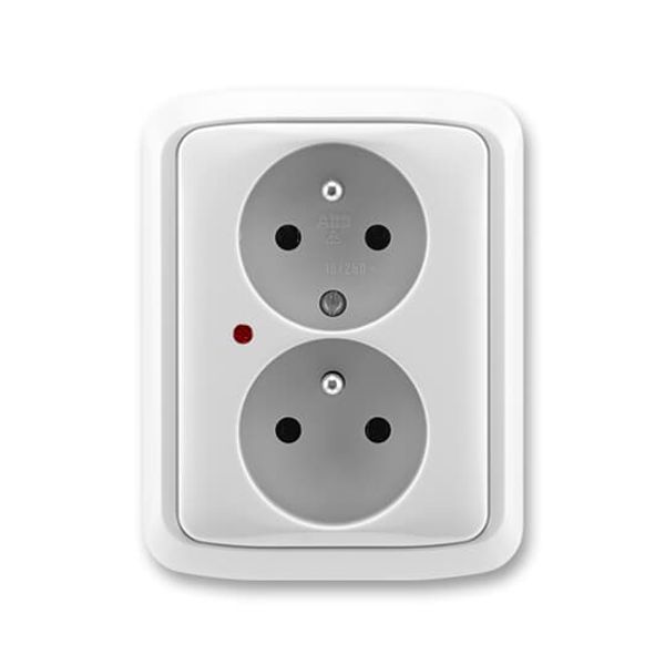 5592A-A2349S Double socket outlet with earthing pins, shuttered, with surge protection ; 5592A-A2349S image 1
