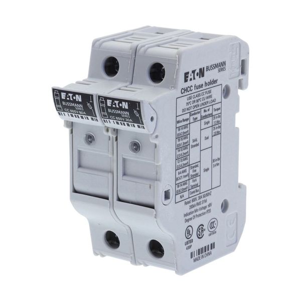 Fuse-holder, LV, 30 A, AC 600 V, 10 x 38 mm, CC, 2P, UL, indicating, DIN rail mount image 9