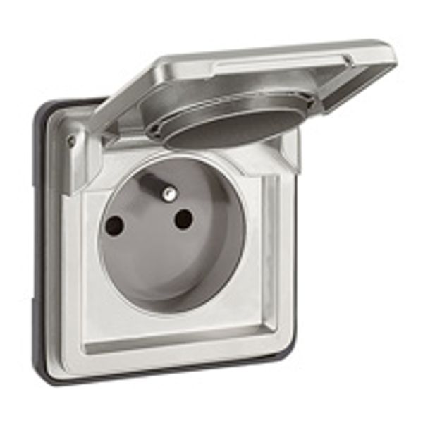 Socket outlet Soliroc - French - 2P + E - automatic terminals and cover - IP 55 image 1
