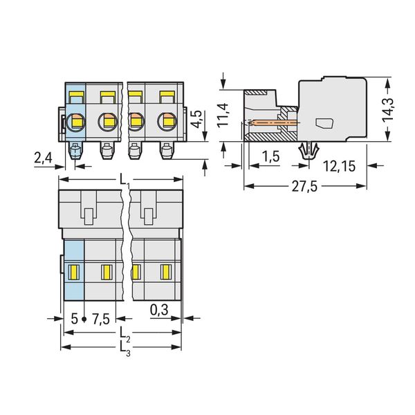 1-conductor male connector CAGE CLAMP® 2.5 mm² light gray image 3