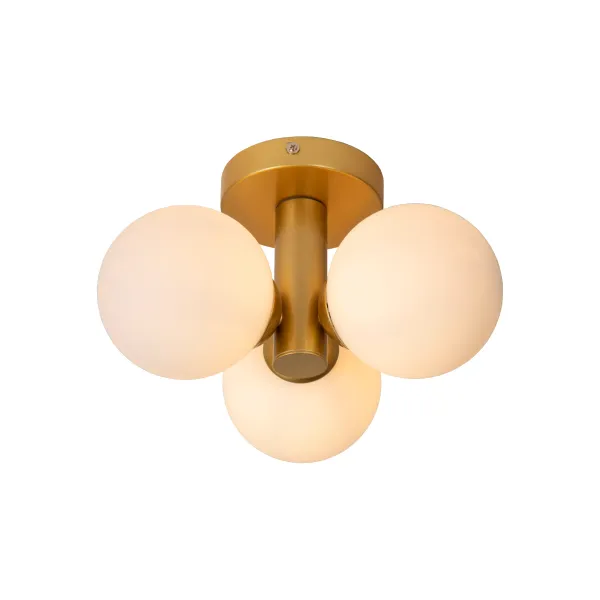 Lucide TRUDY - Flush ceiling light Bathroom - Ø 28 cm - 3xG9 - IP44 - Matt Gold / Brass image 1