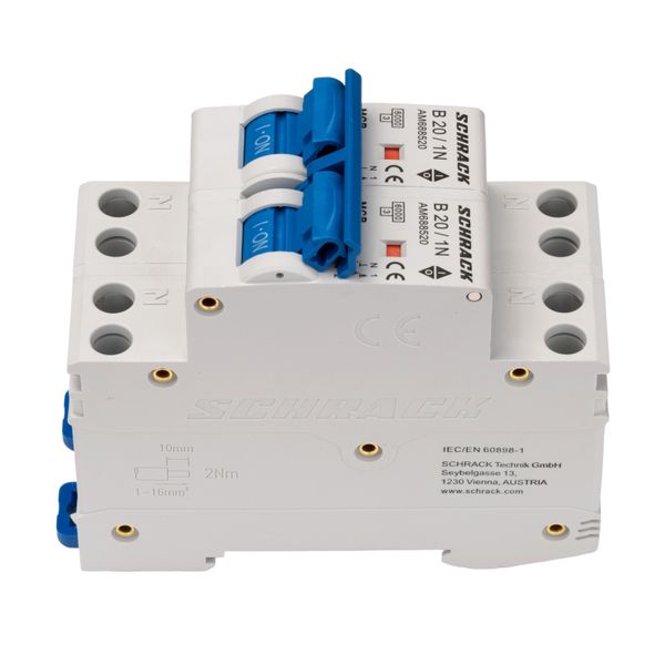 Miniature Circuit Breaker (MCB) AMPARO 6kA, B 20A, 2P+2N image 5