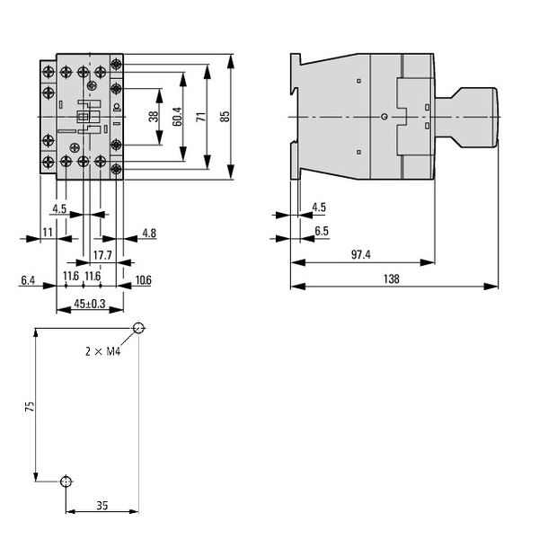 Contactor 11kW/400V/25A, 1 NC, coil 110VAC image 2