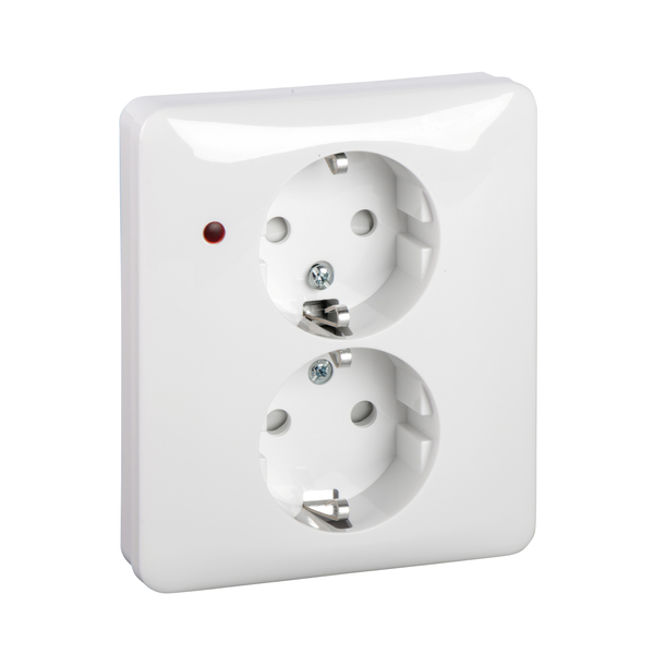Exxact double socket-outlet with LED indication earthed screw white image 4