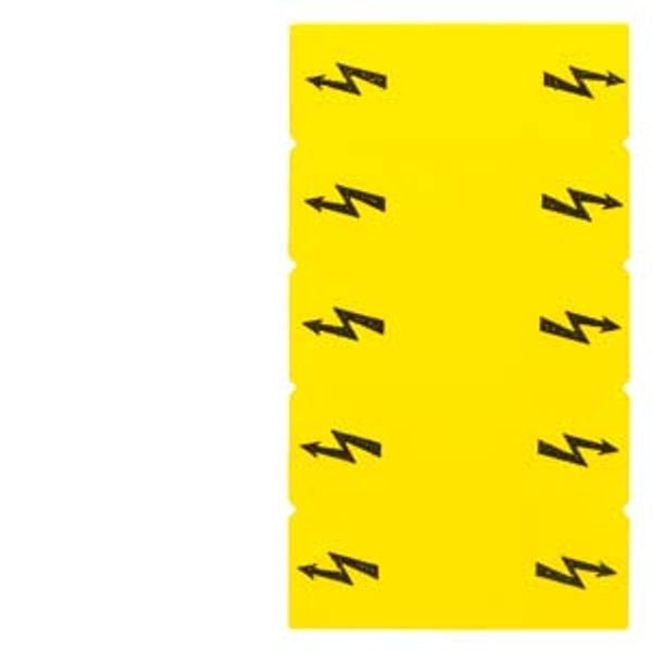 Inscription label, with warning arrow, vertical, terminal width: 8.2 mm, yellow image 1