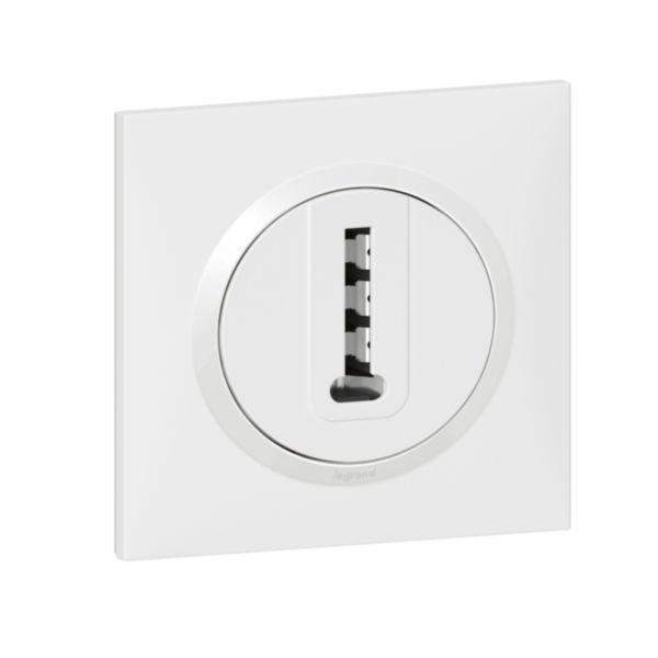 Dooxie T-shaped telephone socket delivered with white square plate - blister packaging image 1