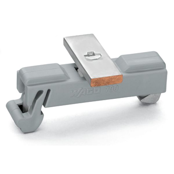 Carrier with grounding foot parallel to carrier rail 25 mm long gray image 2