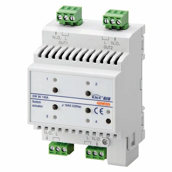 SWITCH ACTUATOR - 4 CHANNELS - 16AX - KNX - IP20 - 4 MODULES - DIN RAIL MOUNTING image 2