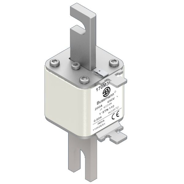 Fuse-link, high speed, 200 A, AC 690 V, compact size 1, 43 x 59 x 141 mm, aR, DIN, IEC, visual indicator image 3