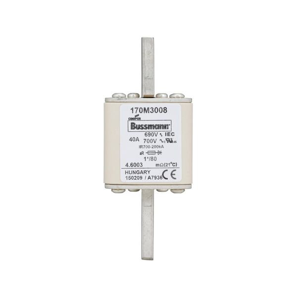 Fuse-link, high speed, 40 A, AC 690 V, compact DIN 1, 45 x 45 x 104 mm, aR, DIN, IEC, single indicator image 12