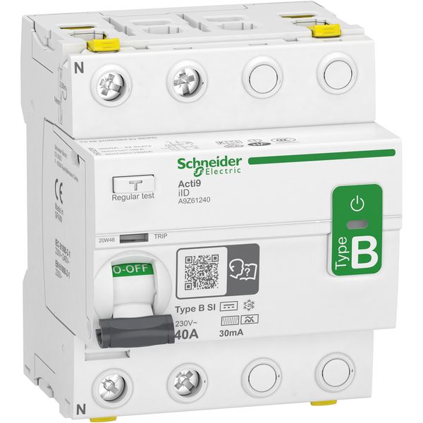 Acti9 iID  - Residual Current Circuit Breaker -2P - 40A - 30mA - B-SI type image 1