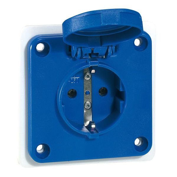 Panel mounting socket P17 - IP 54 - IK09 - 250 V~ - 2P+E shutters - blue image 1
