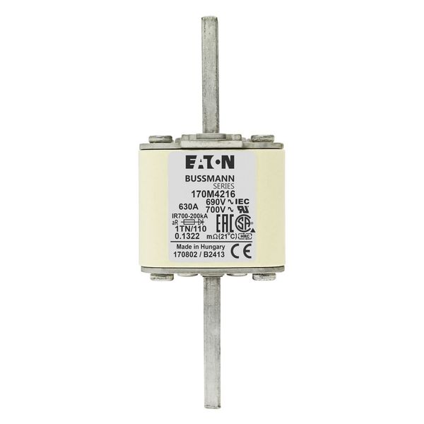 Fuse-link, high speed, 630 A, AC 690 V, DIN 1, 53 x 66 x 138 mm, aR, DIN, IEC, type T indicator image 14