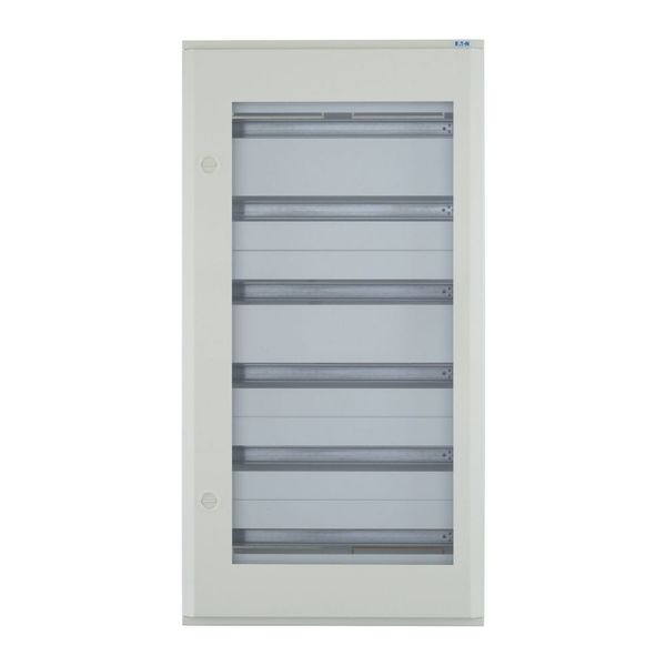 Complete surface-mounted flat distribution board with window, white, 24 SU per row, 6 rows, type C image 5