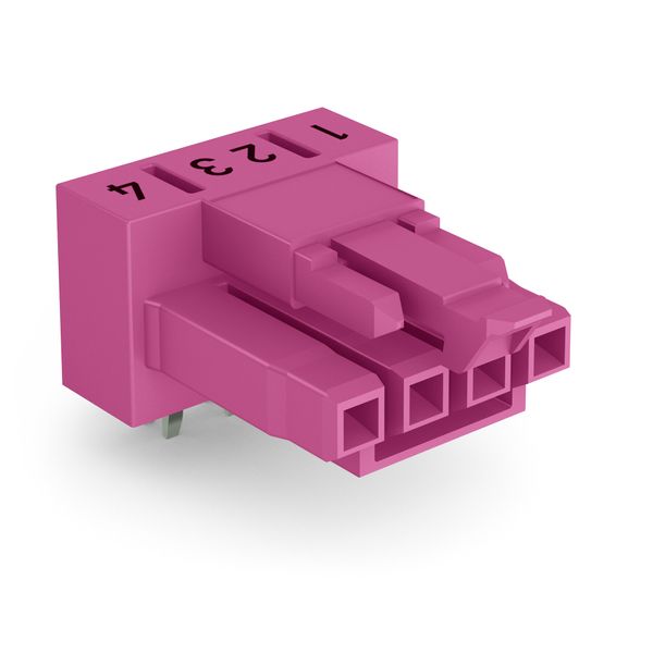 Socket for PCBs angled 4-pole pink image 1