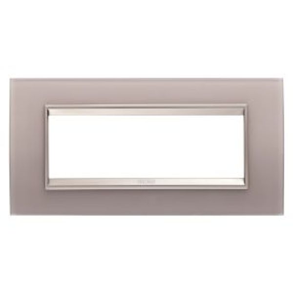 LUX PLATE - IN GLASS - 6 MODULES - PEARLY GRAY - INNER FRAME MATT LIGHT BRONZE - CHORUSMART image 1