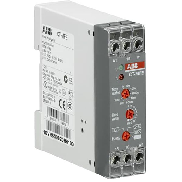 CT-MFE Time relay, multifunction 1c/o, 0.05s-100h, 24-240VAC/DC image 1
