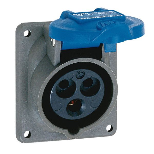 Panel mounting socket inclined outlet Hypra- IP 44 -200/250V~ - 16A -2P+E -plast image 1