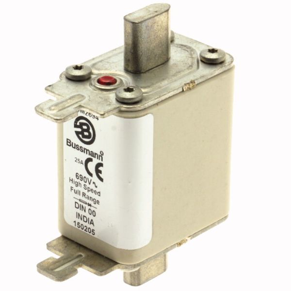 Fuse-link, high speed, 25 A, AC 690 V, DIN 00, 30 x 60 x 79 mm, gR, DIN, IEC, single indicator image 3