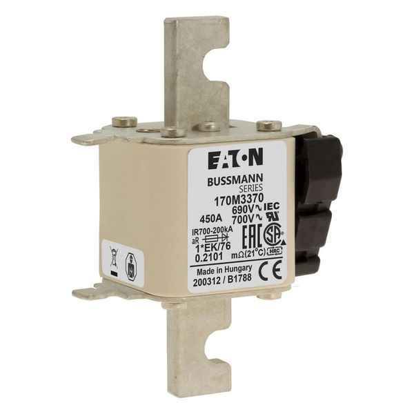 Fuse-link, high speed, 450 A, AC 690 V, compact size 1, 45 x 59 x 102 mm, aR, IEC, UL, single indicator image 6