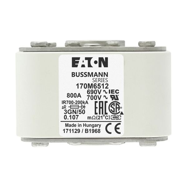 Fuse-link, high speed, 800 A, AC 690 V, size 3, 76 x 92 x 53 mm, aR, IEC, UL, single indicator image 21