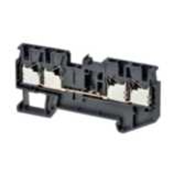 Multi conductor feed-through DIN rail terminal block with 4 push-in pl image 1