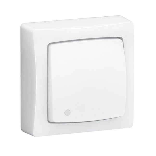 Simple 3 in 1 transformer: switch, two-way switch or illuminated push button Switchgear Complete white surface-mounted - automatic terminals image 1