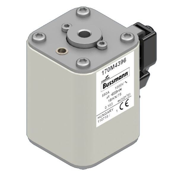 Fuse-link, high speed, 550 A, AC 1000 V, size 1, 53 x 69 x 74 mm, aR, IEC, UL, single indicator, flush mounting (metric) image 3