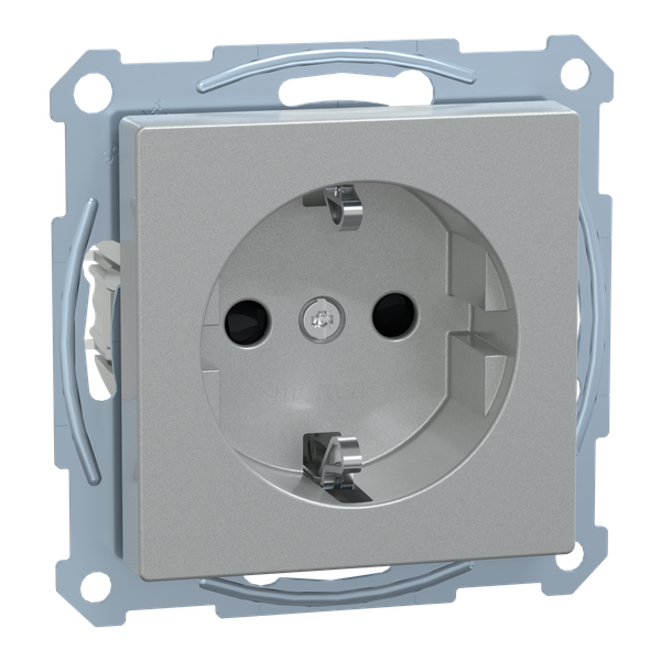 SCHUKO socket-outlet, shutter, screwless terminals, aluminium, System M image 4