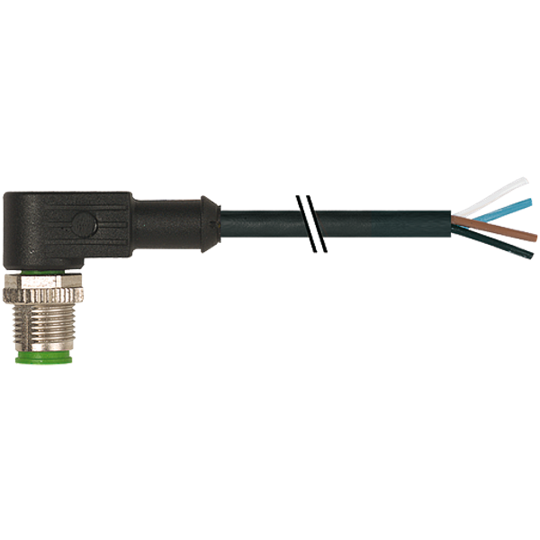 M12 male 90° A-cod. with cable PUR 4x0.34 bk UL/CSA+drag ch. 0.3m image 1