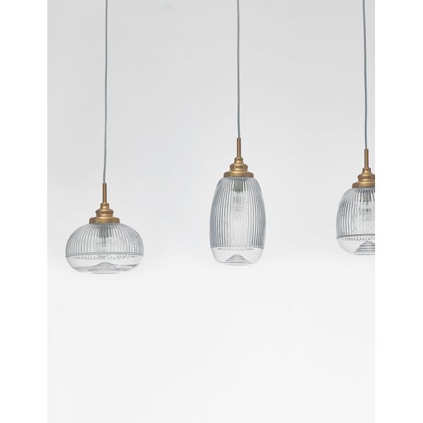 Satin Gold Metal  Clear Glass  LED E14 3x5 Watt 230 Volt  IP20 Bulb Excluded  L: 76.5 W: 18 H: 120 cm Adjustable Height image 1