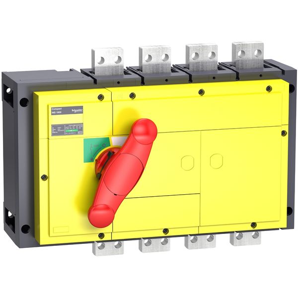 switch disconnector, Compact INS800, 800A, with red rotary handle and yellow front, 4 poles image 3