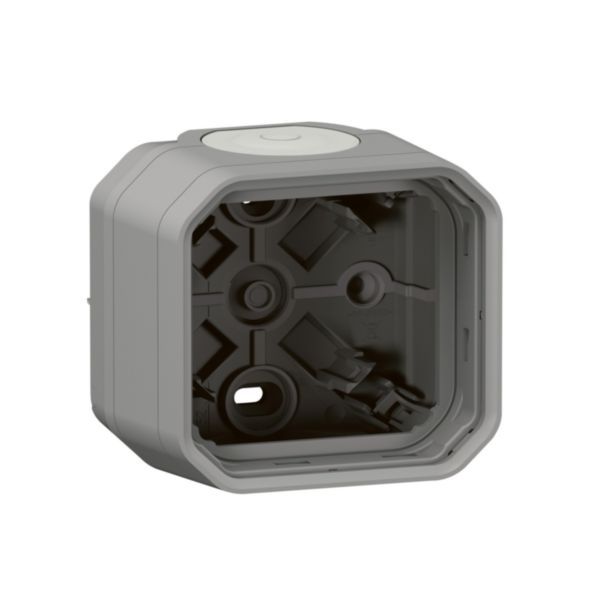 Plexo waterproof box 1 station for surface mounting equipped with 2 flexible membrane end caps 1 entry gray finish image 1