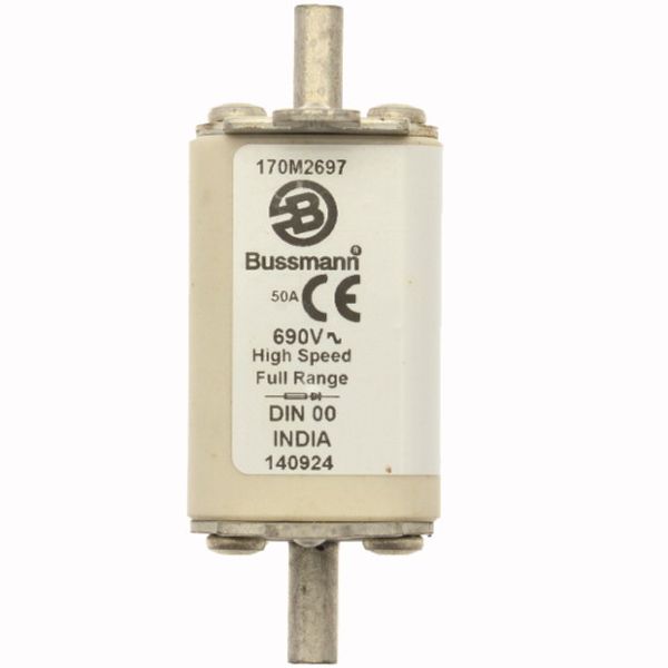 Fuse-link, high speed, 50 A, AC 690 V, DIN 00, 30 x 60 x 79 mm, gR, DIN, IEC, single indicator image 2