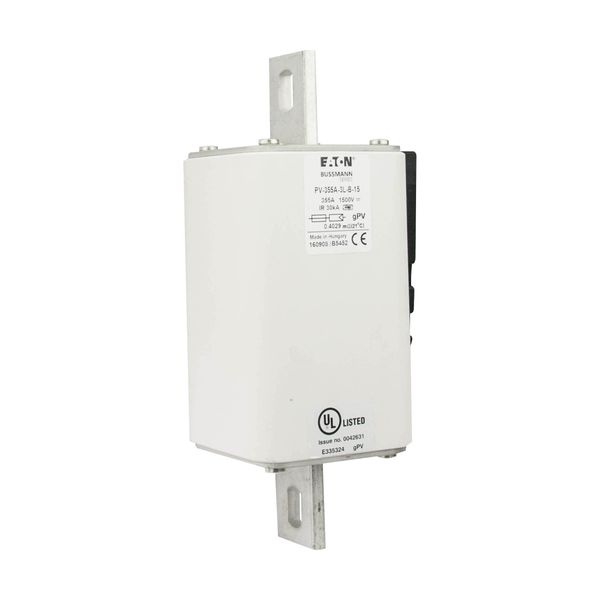 Fuse-link, high speed, 355 A, DC 1500 V, 3L, 75 x 205 mm, gPV, IEC, UL, with indicator, bolted contacts image 5