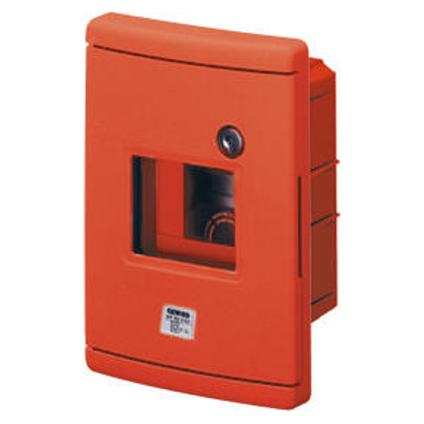 WATERTIGHT FLUSH-MOUNTING ENCLOSURE FOR EMERCENGY - 4 MODULES - GUIDA EN50022 - RED RAL 3000 image 1