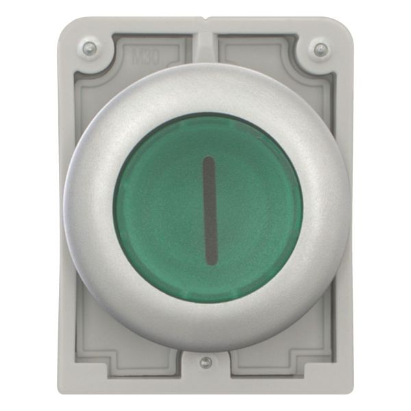 Illuminated pushbutton actuator, RMQ-Titan, Flat, maintained, green, inscribed, Metal bezel image 4