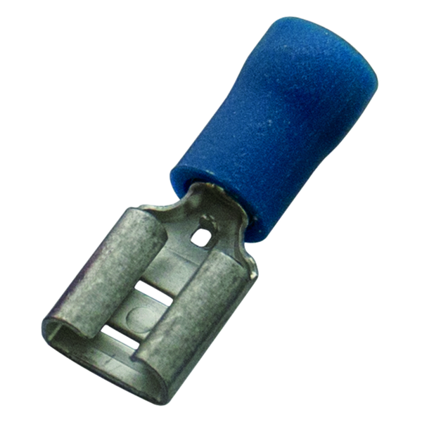 Flat connector sleeve (female) 1.5-2.5/6.3x0.8 blue insulated Nylon image 1